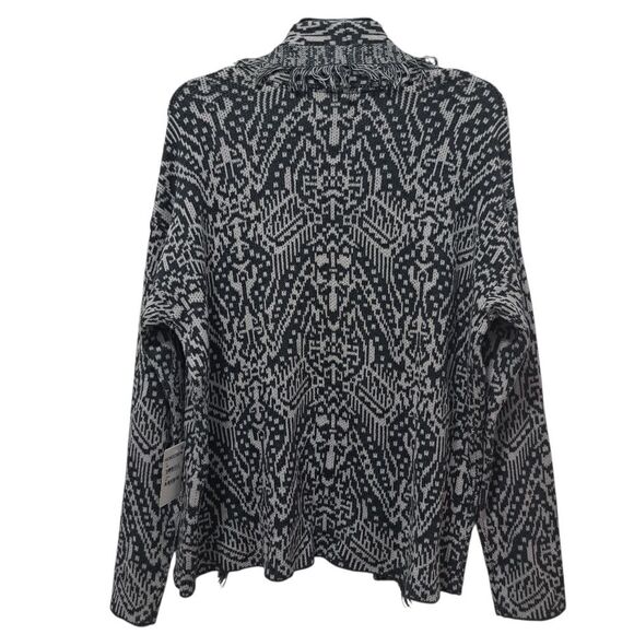 Lucky Brand Shawl Collar Western Boho Open Front Cardigan Small Gray Multi NWT - Picture 3 of 14